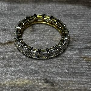 Gold Tone 3mm Square Cut CZ Eternity Band Ring- Size 9